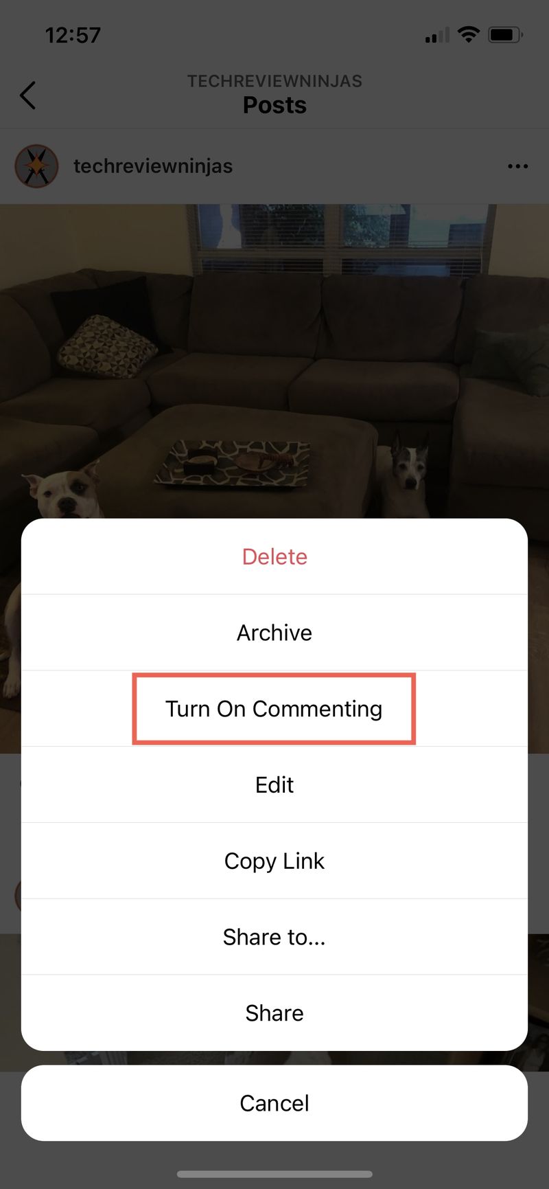 Activer les commentaires pour une publication Instagram