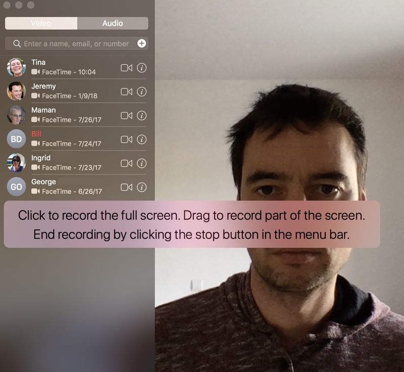 Commencez à enregistrer votre appel FaceTime sur Mac
