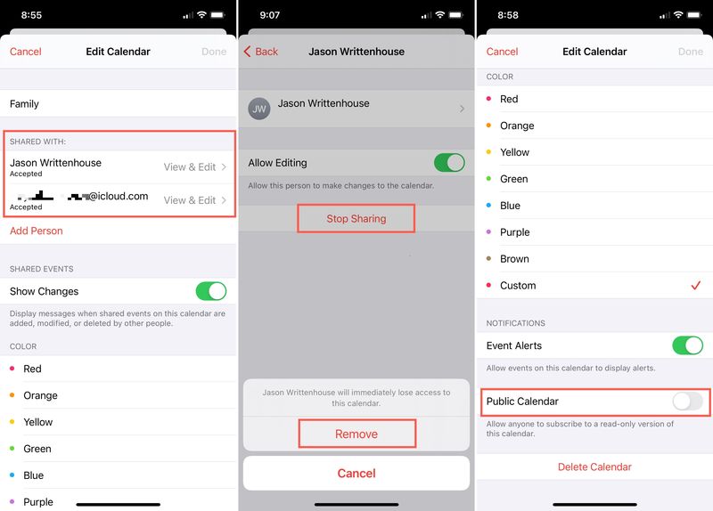 iPhone Calendar Sharing