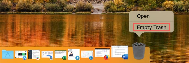 Vider la corbeille Mac Dock