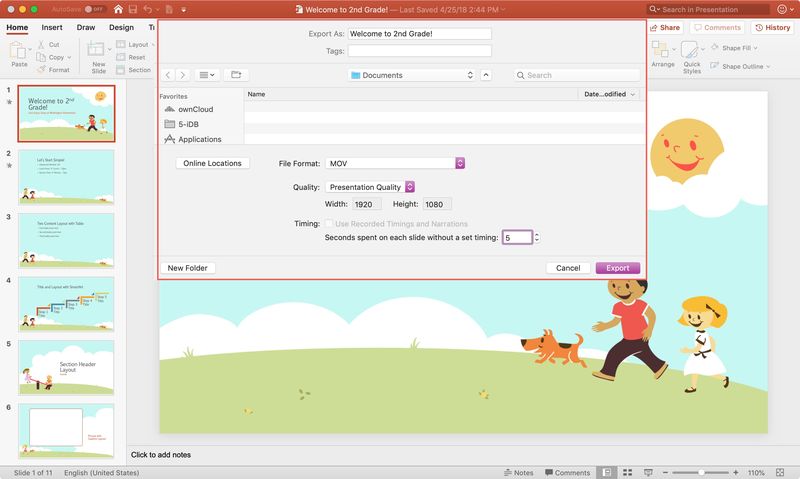 Exporter PowerPoint en vidéo sur Mac