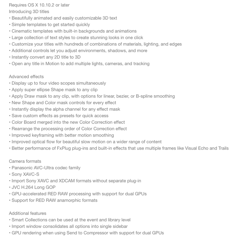 FCP X 10.2 Change Log