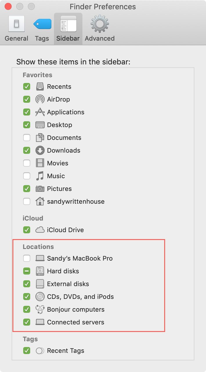 Afficher les emplacements de la barre latérale du Finder Mac pour les lecteurs externes