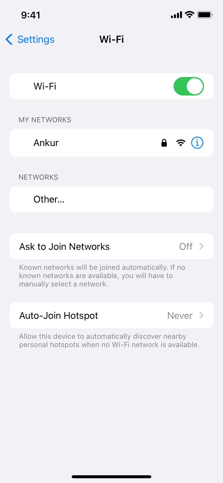 Paramètres Wi-Fi sur iPhone