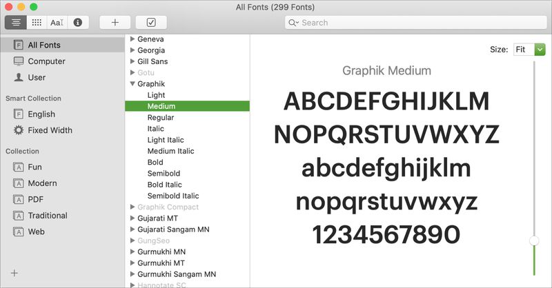 Mac Font Book Toutes les polices Graphik