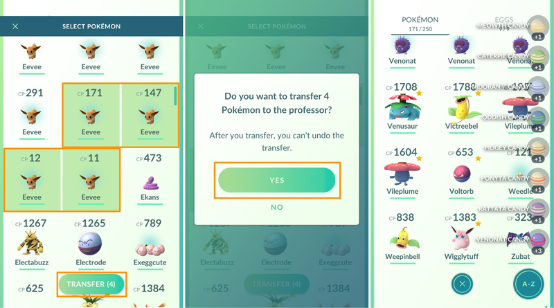 Pokémon GO multi-transfert
