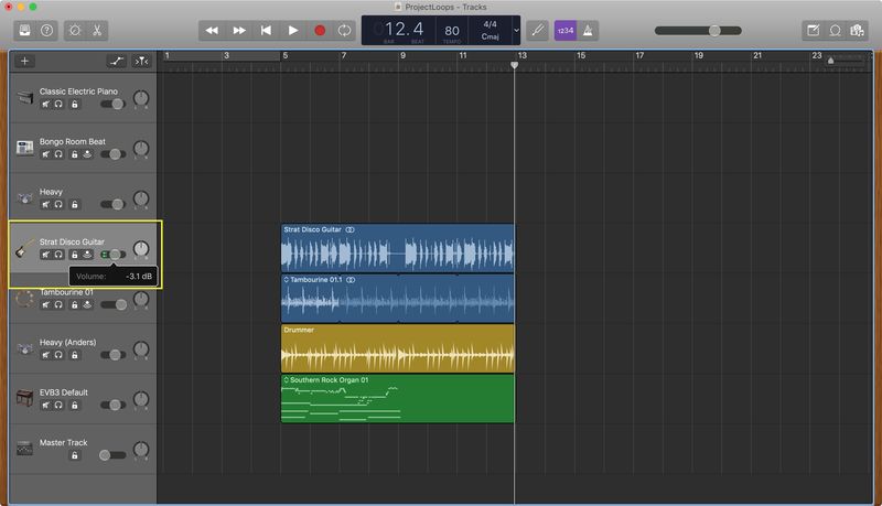 GarageBand Ajuster le volume de la piste Mac