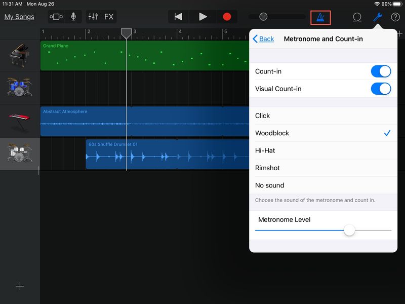 GarageBand Metronome CountIn iPad