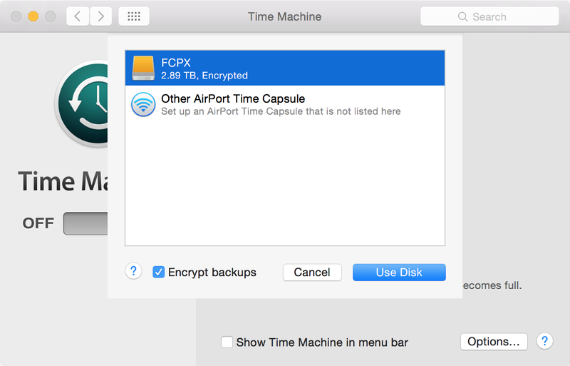 Time Machine Select Disk
