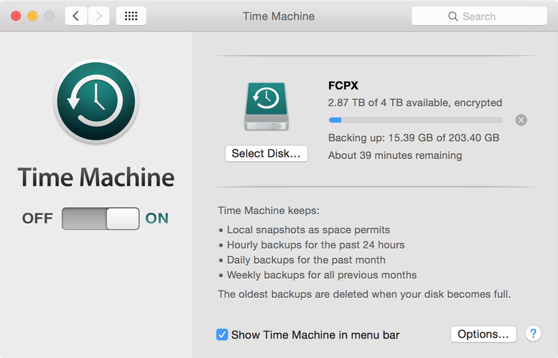 Time Machine Backup Progress