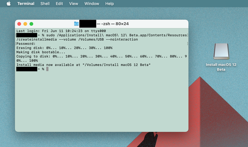 Utilisation de Terminal pour créer un lecteur de démarrage macOS Monterey