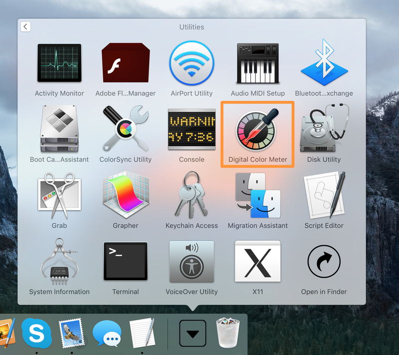 Dossier des utilitaires Digital Color Meter sur Mac