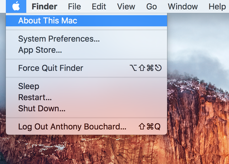 À propos de ce menu déroulant de la barre de menus Mac