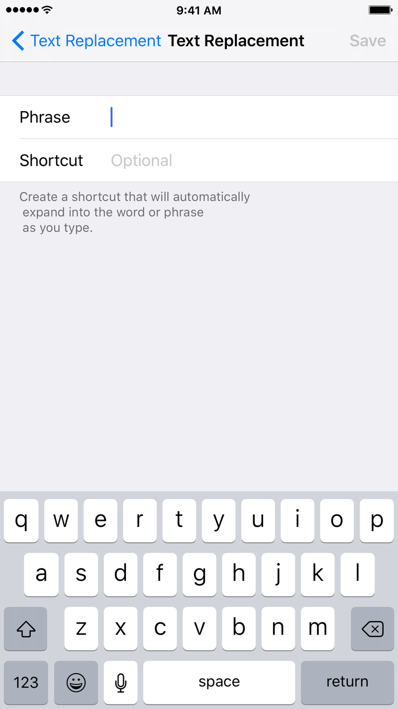 Add new text replacement