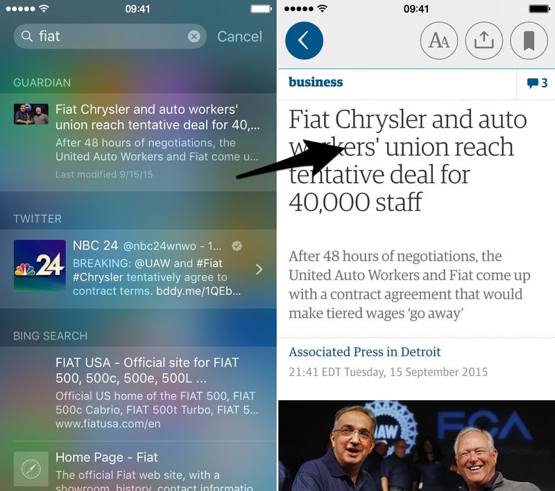 iOS 9 Safari App Universal Search 2