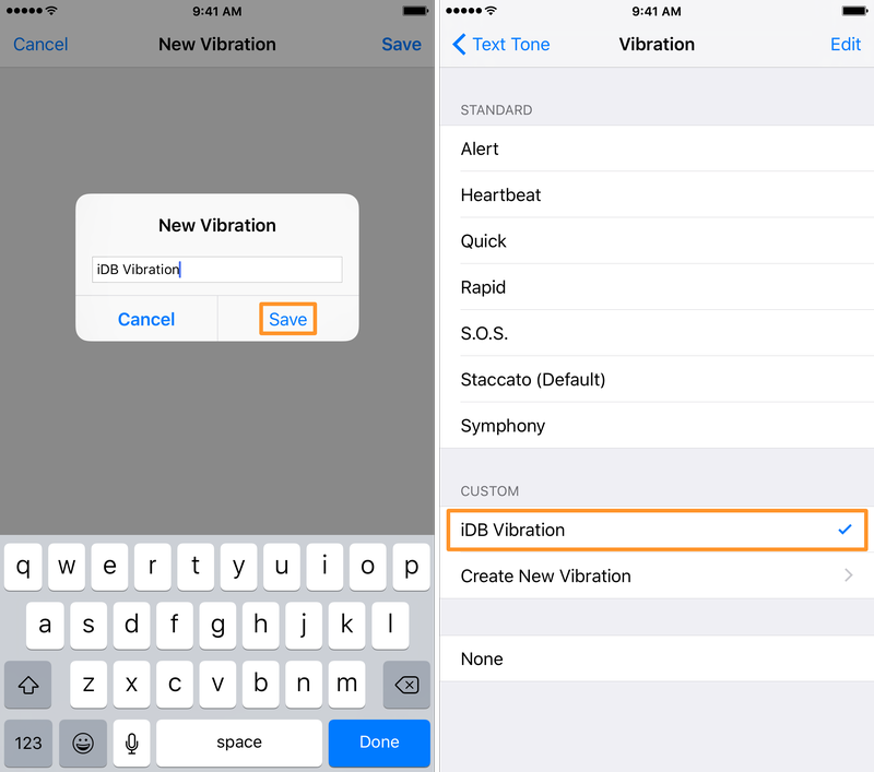 Enregistrer les vibrations personnalisées sur iPhone