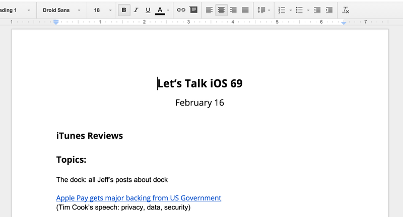 Show notes Google Docs