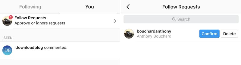 Confirmer la demande de suivi sur Instagram
