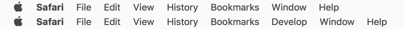 Safari Develop Menu Bar