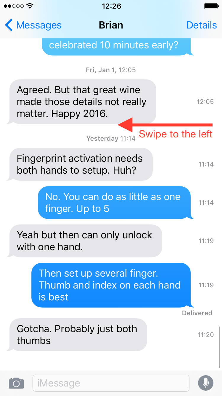 see message sent received time stamp