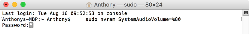 Terminal Mute to turn off startup sound mac