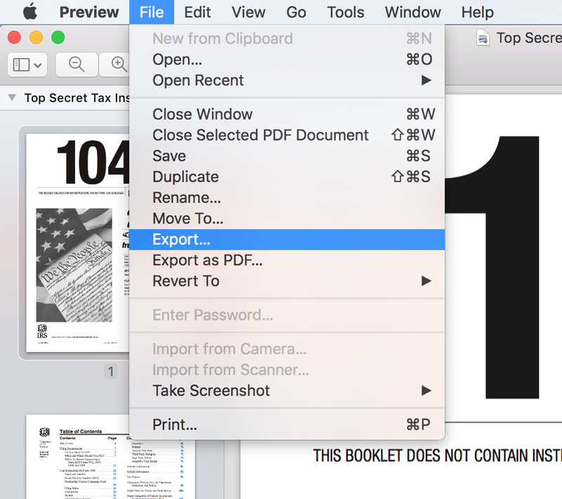 mot de passe protéger PDF Mac - exporter