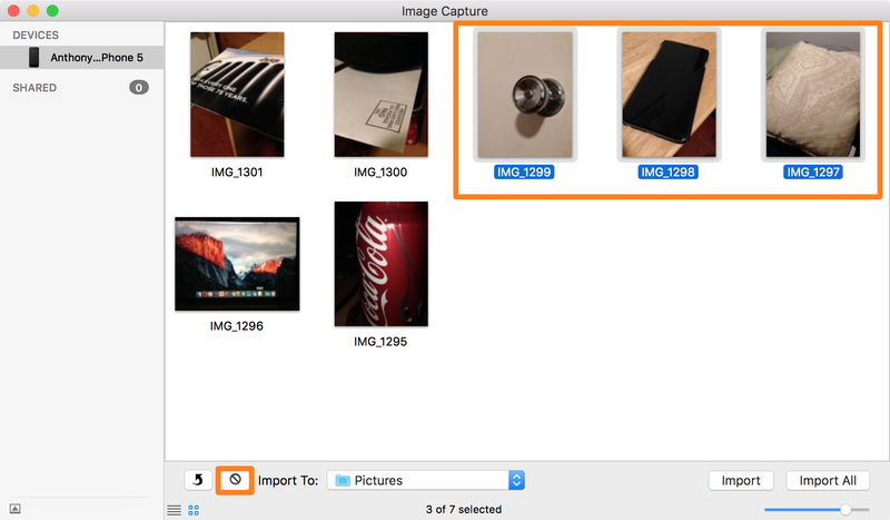 Select photos and delete with Image Capture on Mac