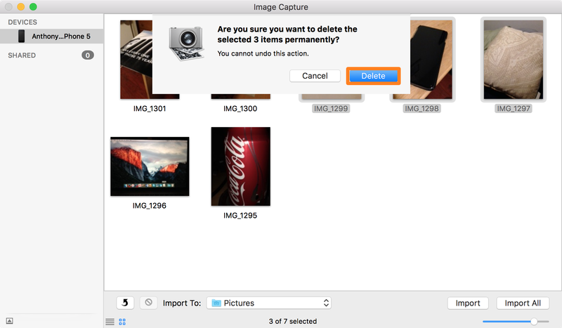 Image Capture Confirm Delete