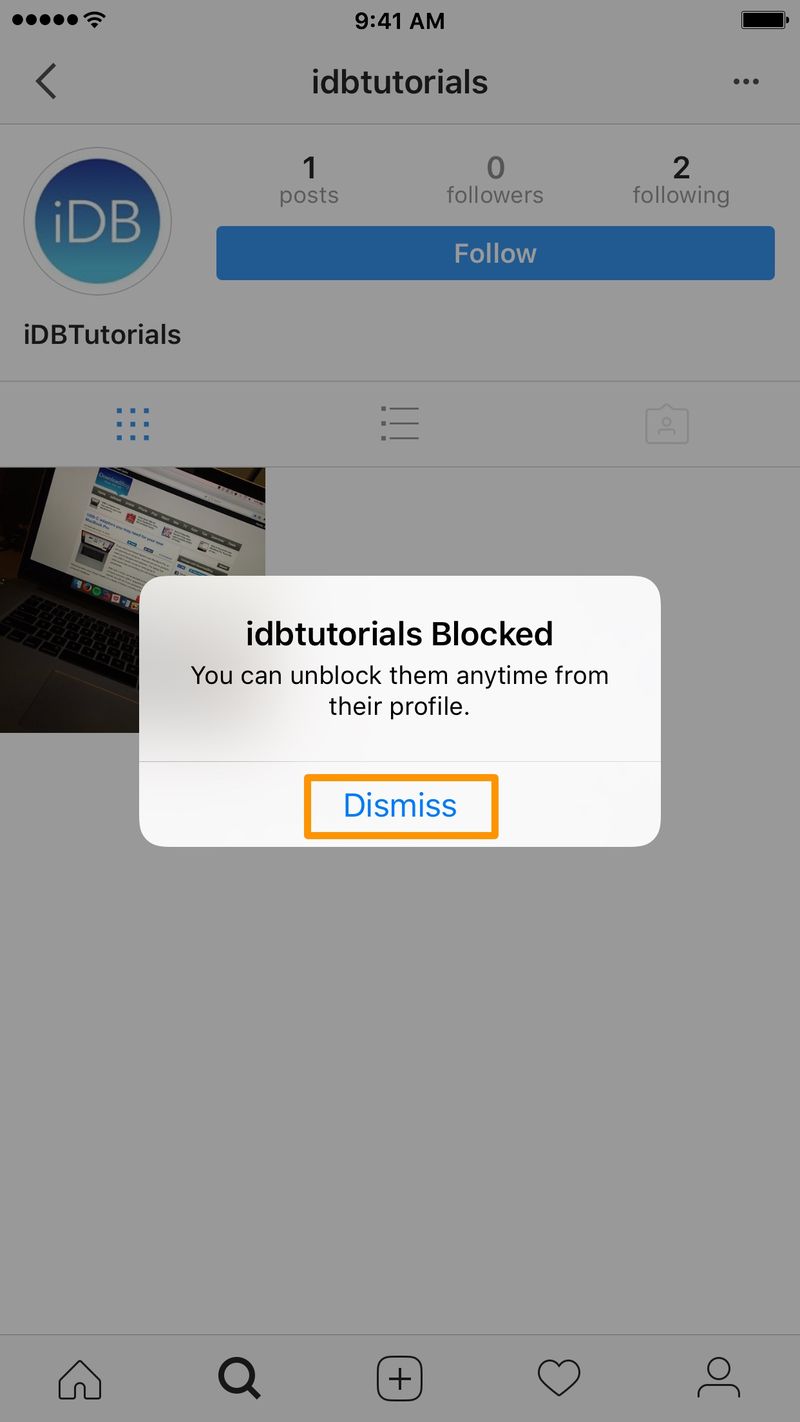 Utilisateur Instagram bloqué