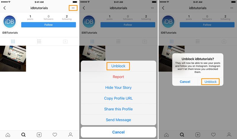 Débloquer des personnes sur Instagram