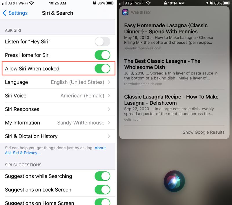 Siri HomePod Web Results on the Lock Screen