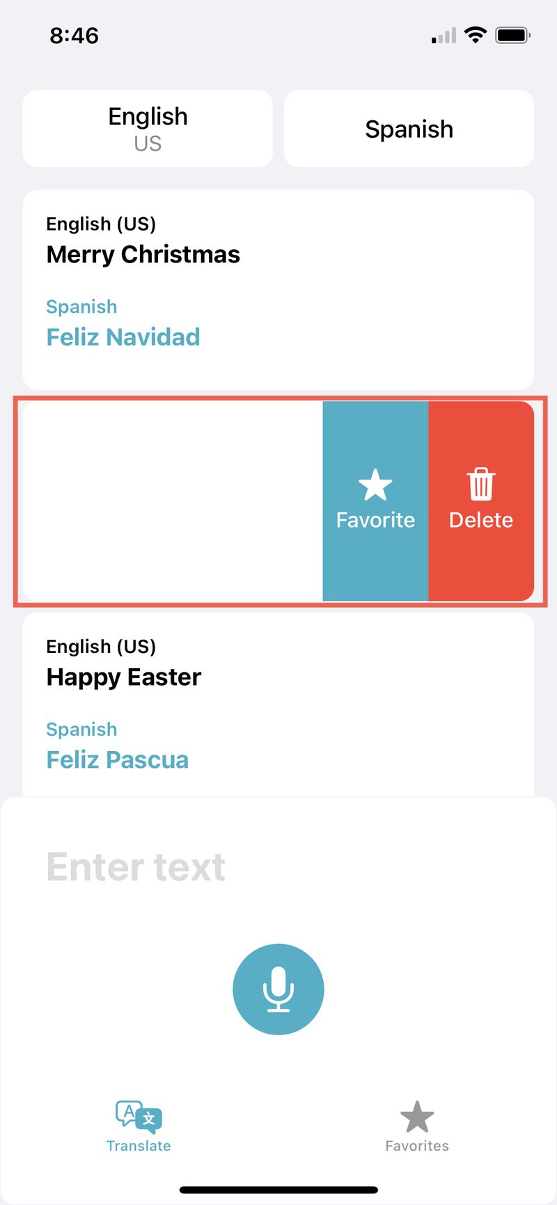 Translate Swipe to Delete