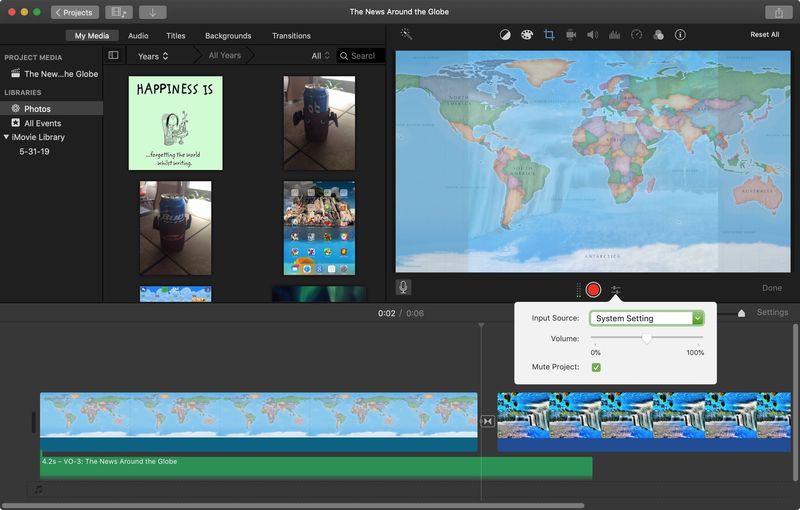 Options de voix off iMovie Mac