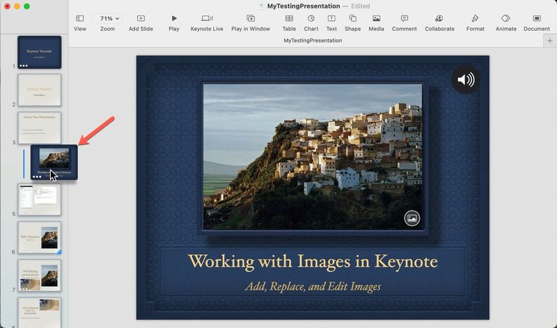 Group Slides in Keynote on Mac