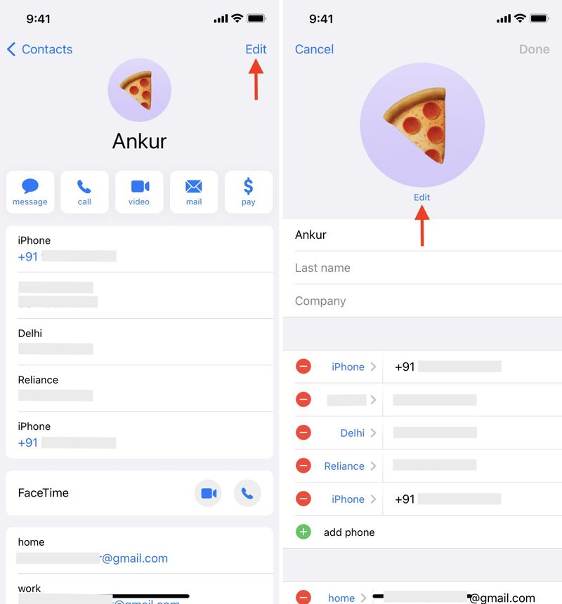 Modifier votre fiche de contact sur iPhone