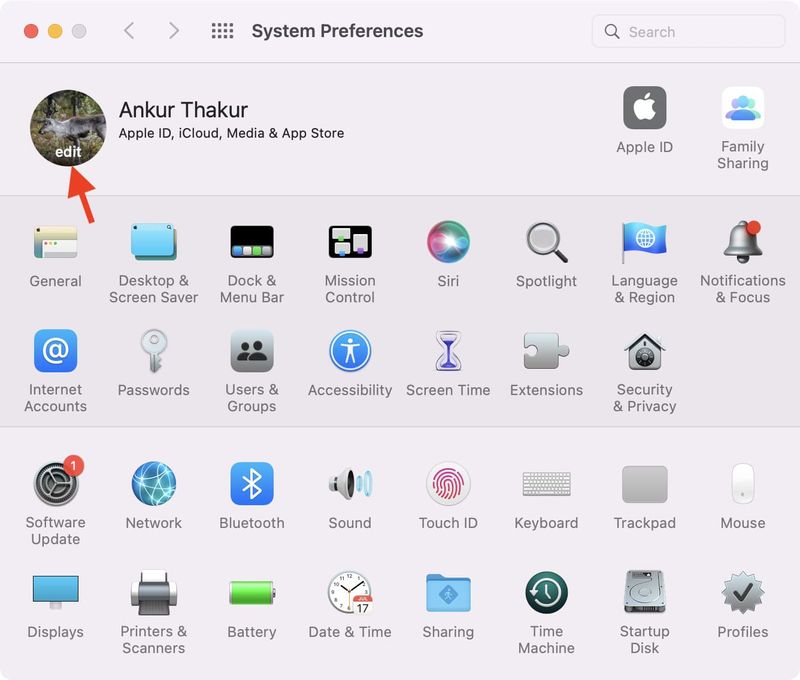 Modifier la photo de profil dans les Préférences Système Mac