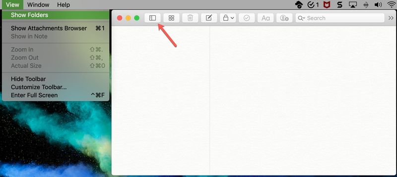 Show Folders in Notes on Mac
