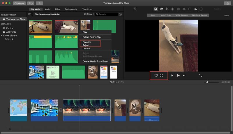 iMovie Favorite Reject Mac