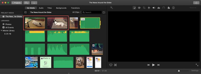 iMovie Favorite Reject Displays Mac