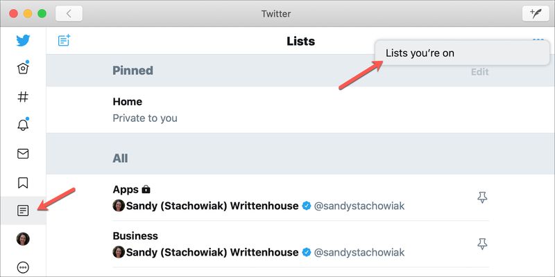 Twitter vous liste sur Mac