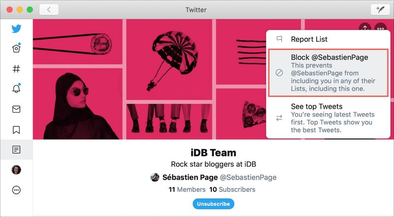 Créateur de liste de blocage Twitter Mac