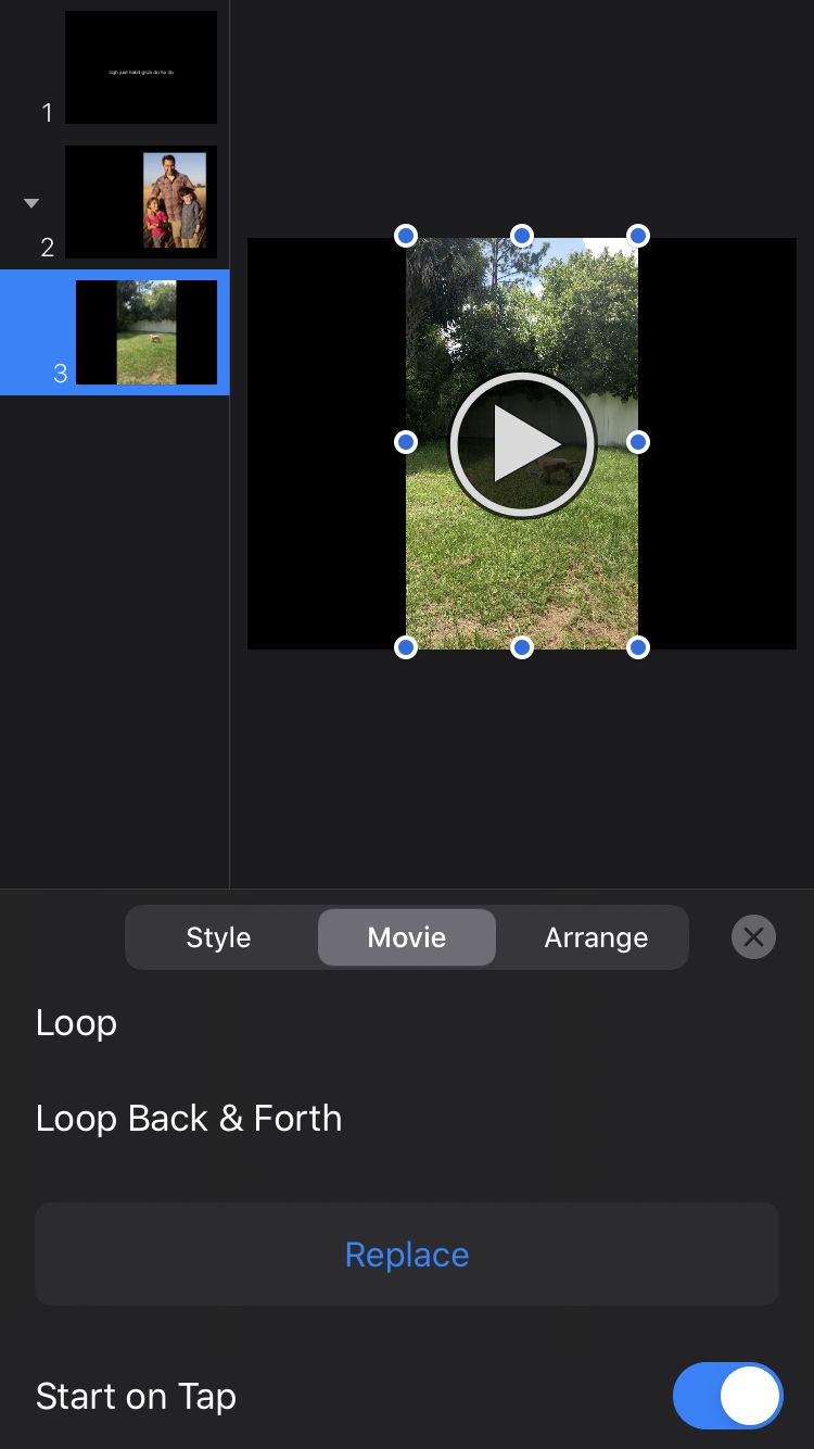 Format vidéo Keynote iPhone