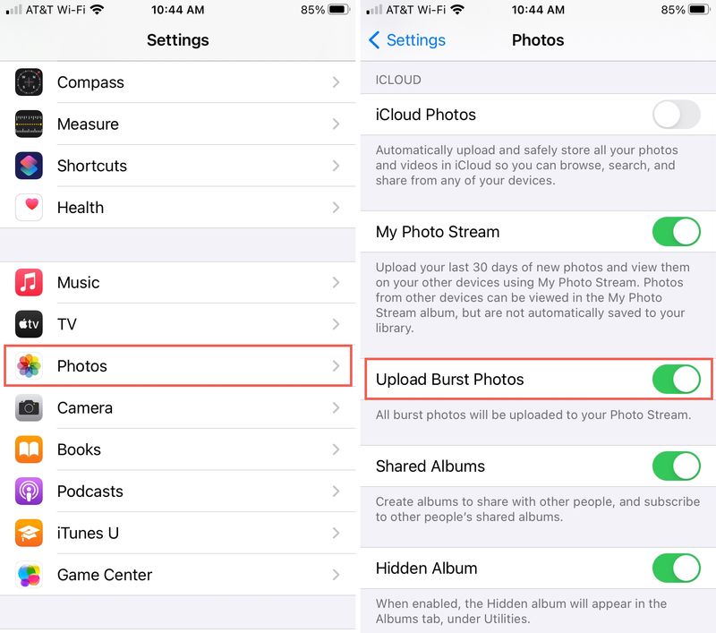 Upload Burst Photos to Photo Stream on iPhone