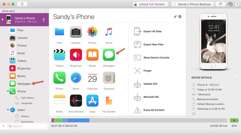 Select Messages in iMazing