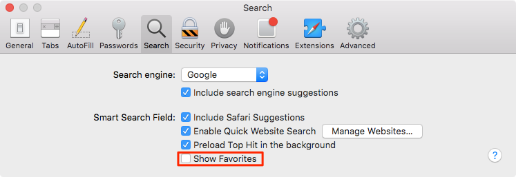 Afficher les favoris sur Mac
