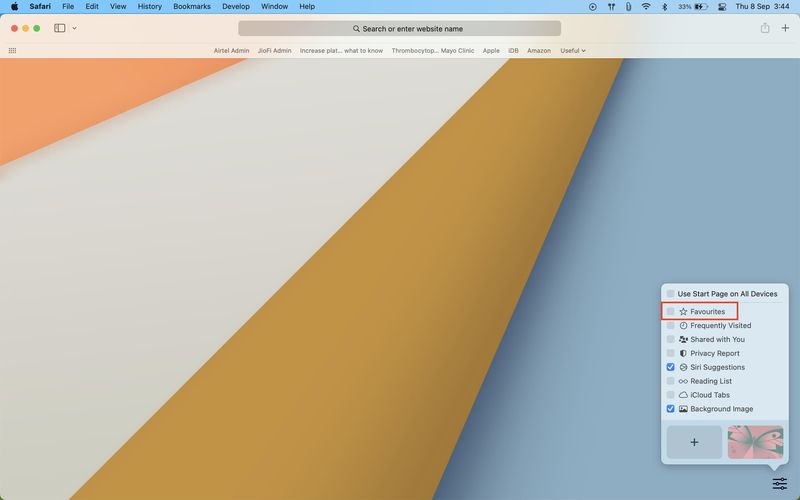 Masquer les favoris dans Safari sur Mac