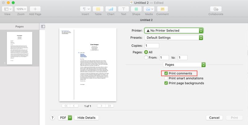 Pages Mac Print Comments