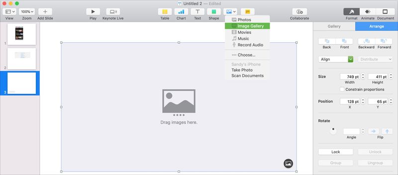 Create Image Gallery in Keynote Mac