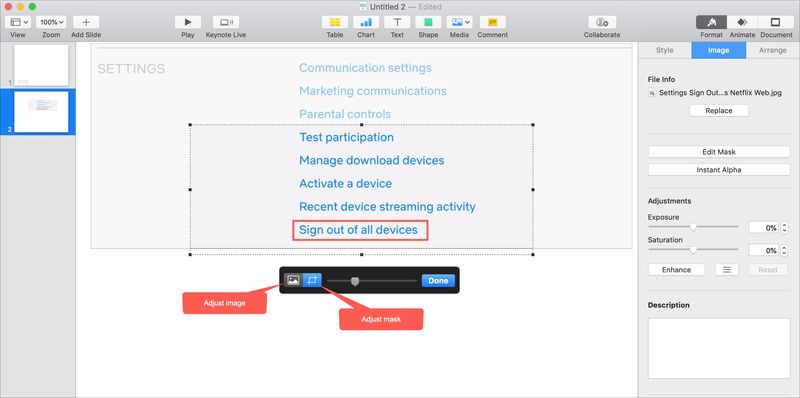 Create Image Mask in Keynote Mac