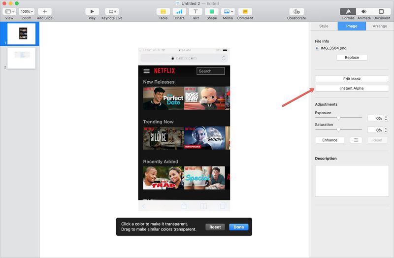 Use Instant Alpha in Keynote Mac